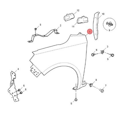 Repuestos para automóviles Placa de la hoja del alerón delantero izquierdo para MG3/MG3-14 10059579 Hierro 90x90x21cm