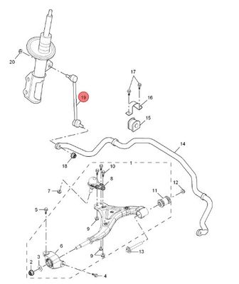 Enlace de estabilizador frontal metálico para piezas de suspensión automática directa MG gs/ERX5/RX5-19/RX5